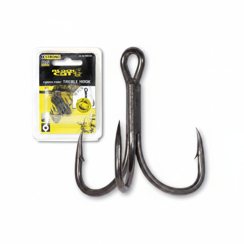 Black Cat Curved Point Treble Hook DG