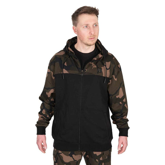 Fox LW Black & Camo Split Zip Hoody