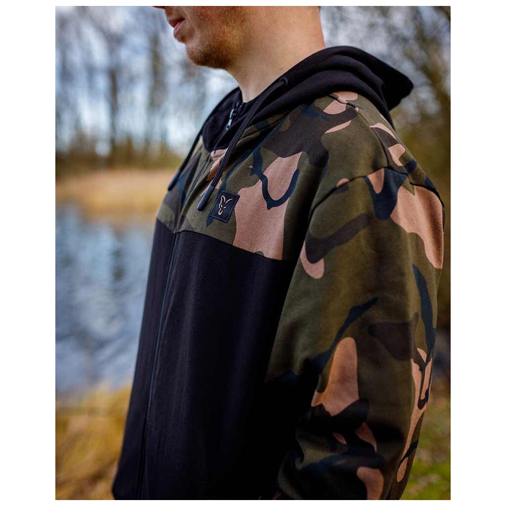 Fox LW Black & Camo Split Zip Hoody
