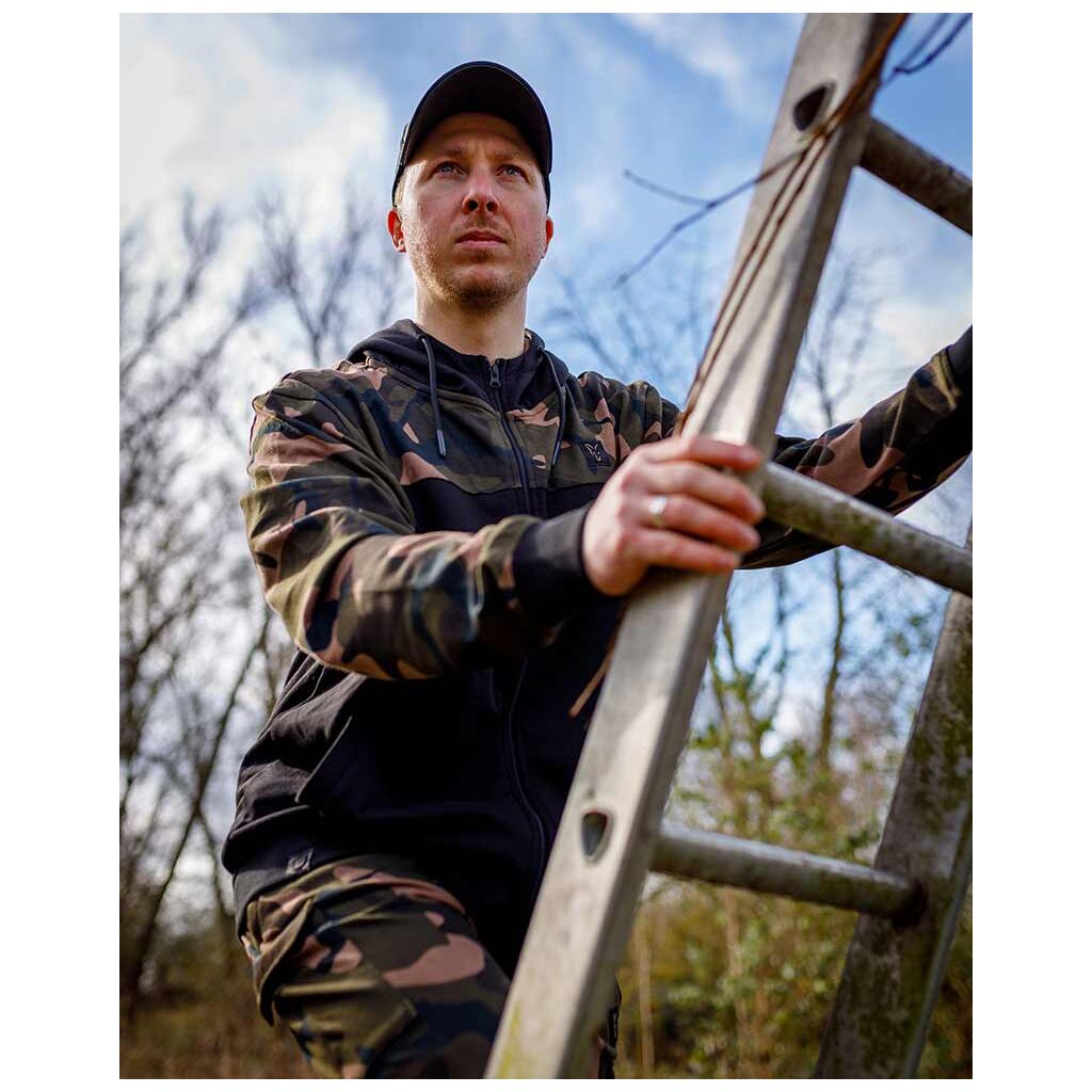 Fox LW Black & Camo Split Zip Hoody