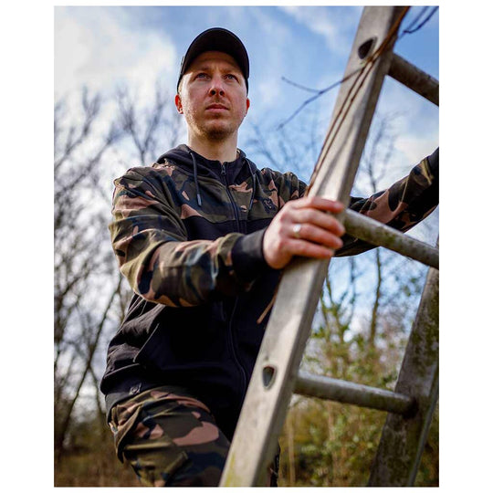 Fox LW Black & Camo Split Zip Hoody