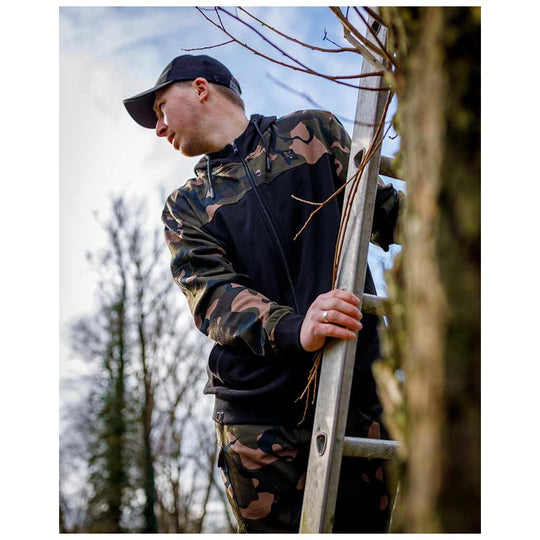 Fox LW Black & Camo Split Zip Hoody