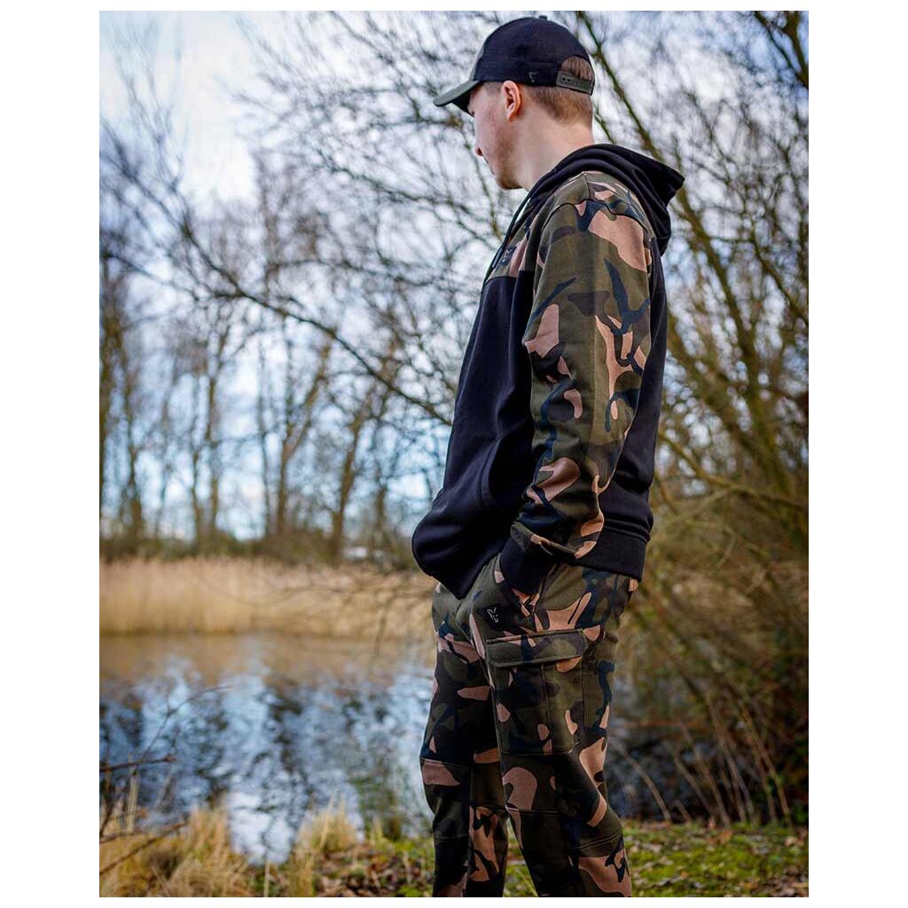 Fox LW Black & Camo Split Zip Hoody
