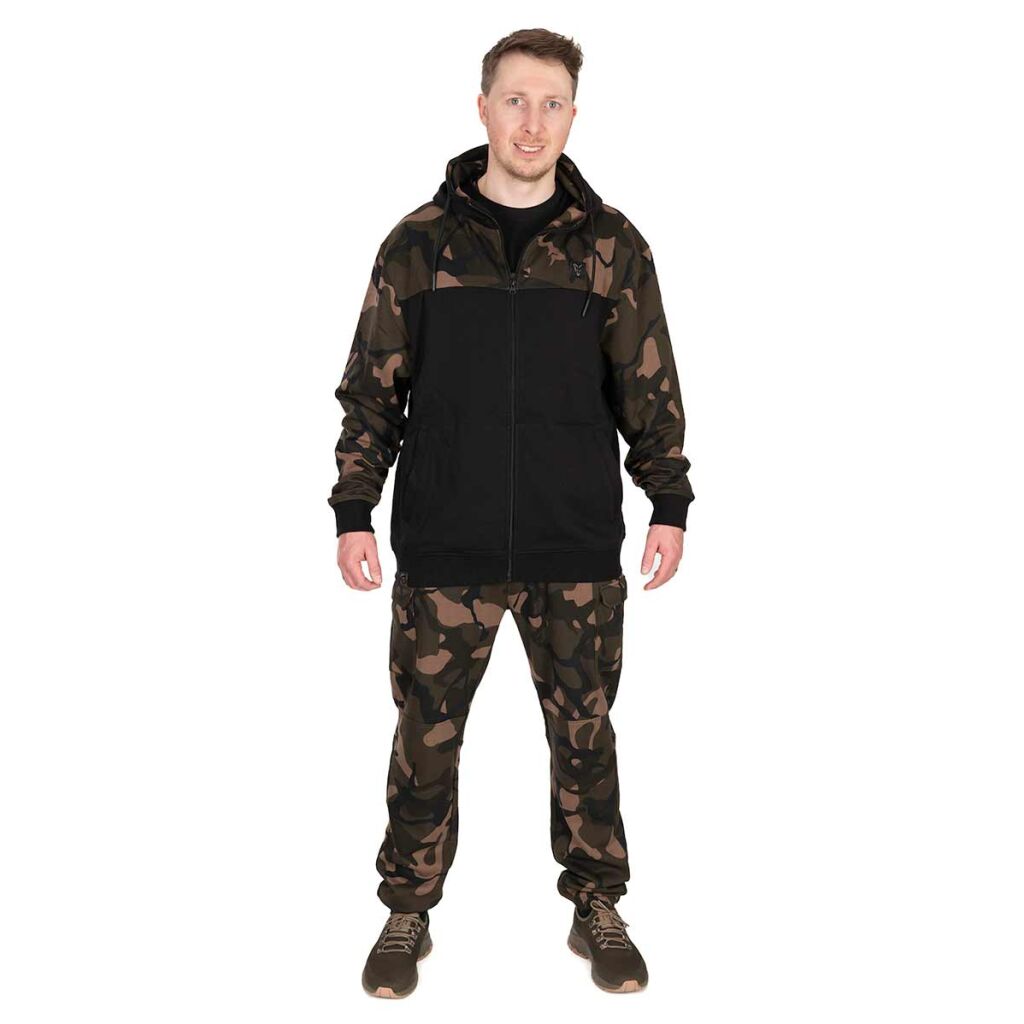Fox LW Black & Camo Split Zip Hoody
