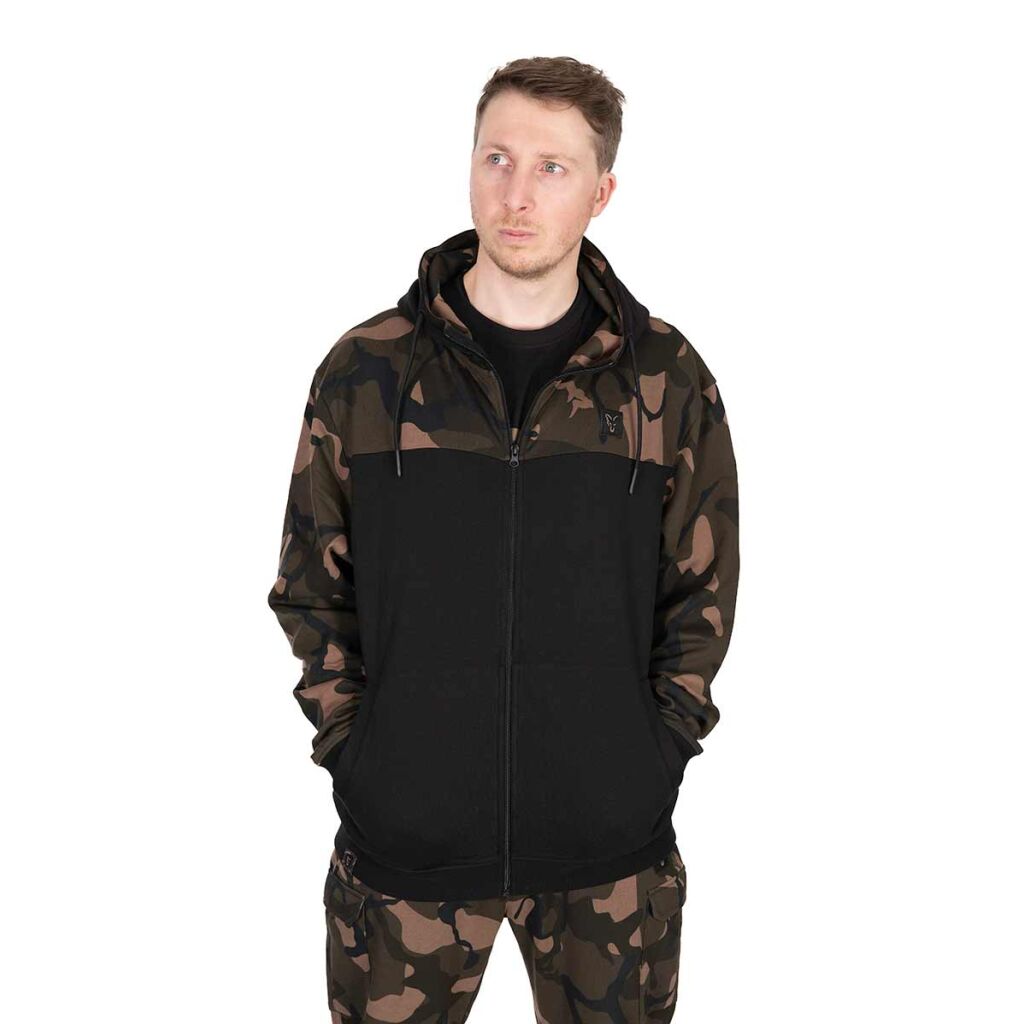 Fox LW Black & Camo Split Zip Hoody