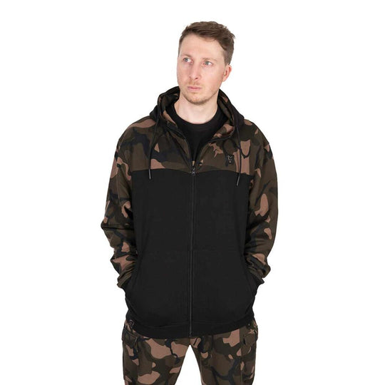 Fox LW Black & Camo Split Zip Hoody