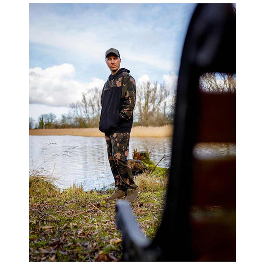 Fox LW Black & Camo Split Zip Hoody