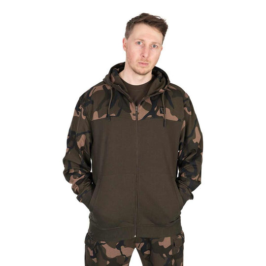 Fox LW Khaki & Camo Split Zip Hoody