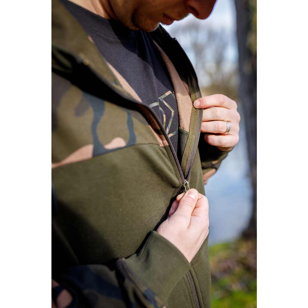 Fox LW Khaki & Camo Split Zip Hoody
