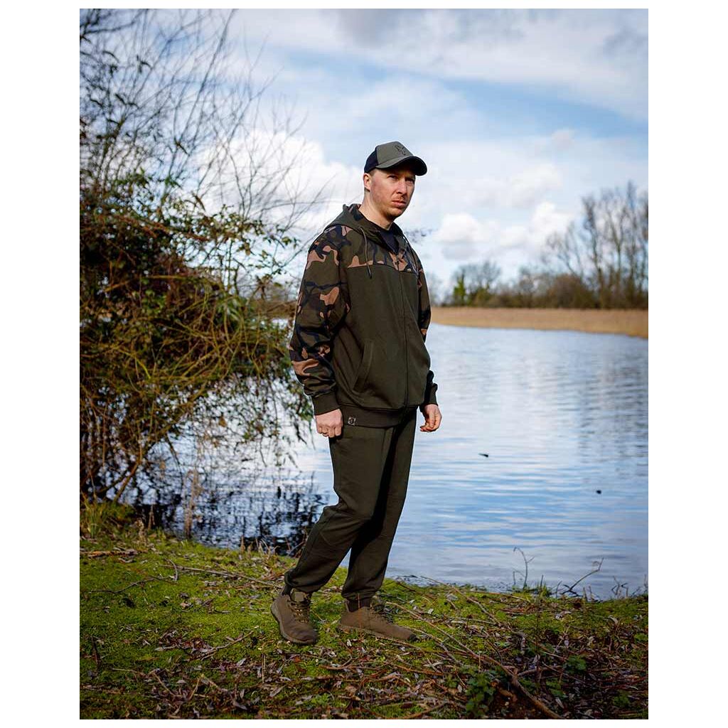 Fox LW Khaki & Camo Split Zip Hoody