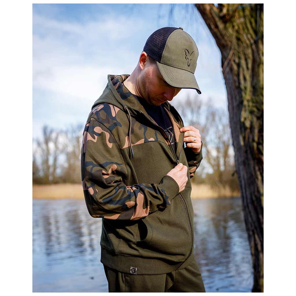Fox LW Khaki & Camo Split Zip Hoody