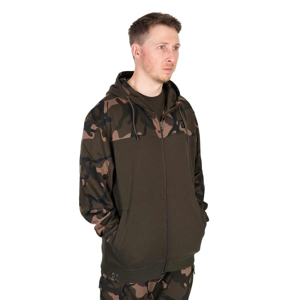 Fox LW Khaki & Camo Split Zip Hoody